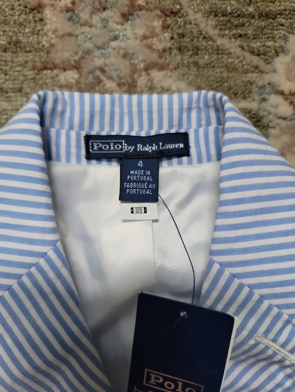 Ralph Lauren Boys Light Blue and White Seersucker Blazer